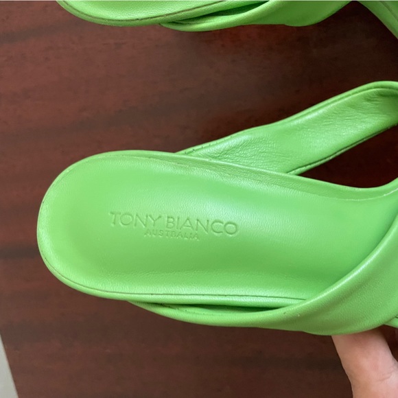 NWT Tony Bianco Bella Mulegreen Lime Nappa Sandals Heels - Picture 12 of 13